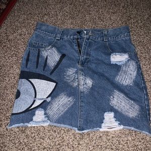 Painted Denim Skirt